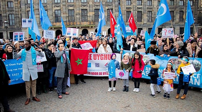 Hollanda'da Doğu Türkistan protestosu