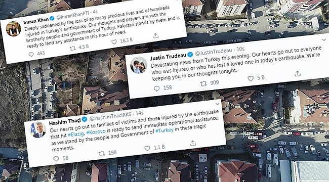 Elazığ depremi dolayısıyla dayanışma ve başsağlığı mesajları
