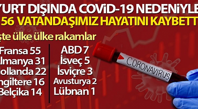 Yurt dışında 156 Türk vatandaşı Kovid-19'dan hayatını kaybetti