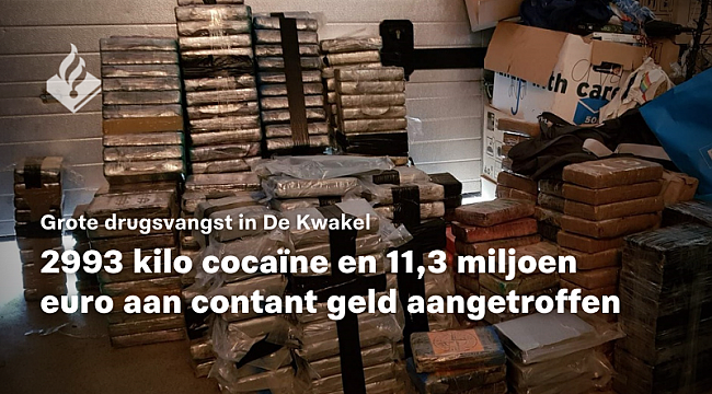 Grote drugsvangst De Kwakel 2993 kg cocaïne en 11,3 miljoen aan contanten aangetroffen