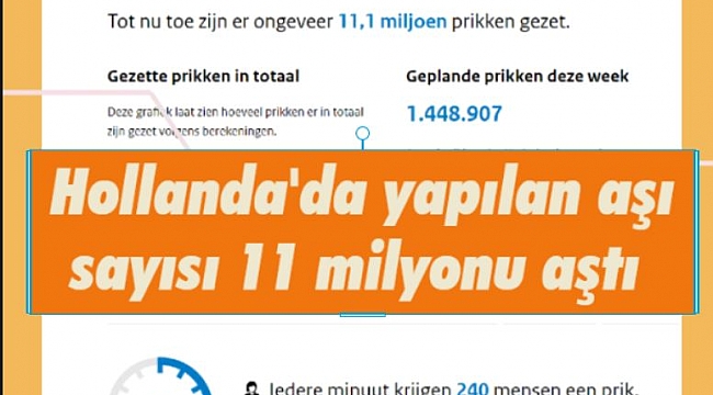 Hollanda'da yapılan aşı sayısı 11 milyonu aştı 