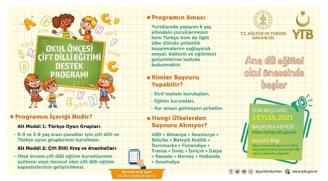 YTB’den Yurt Dışında Yaşayan Çocuklara Türkçe Öğreten Kurumlara Destek