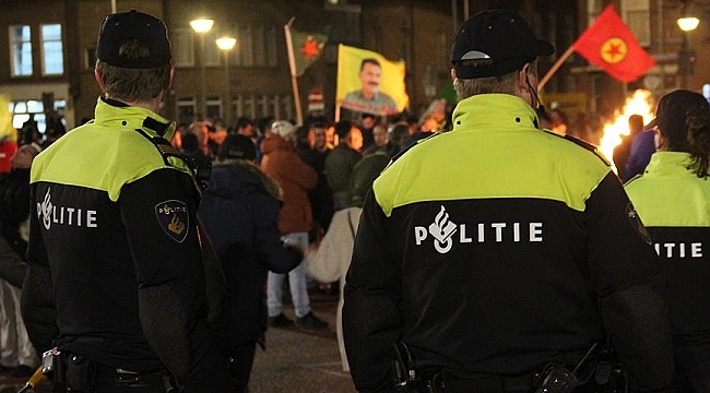 Hollanda polisi, taşkınlık yapan terör örgütü PKK yandaşlarını gözaltına aldı