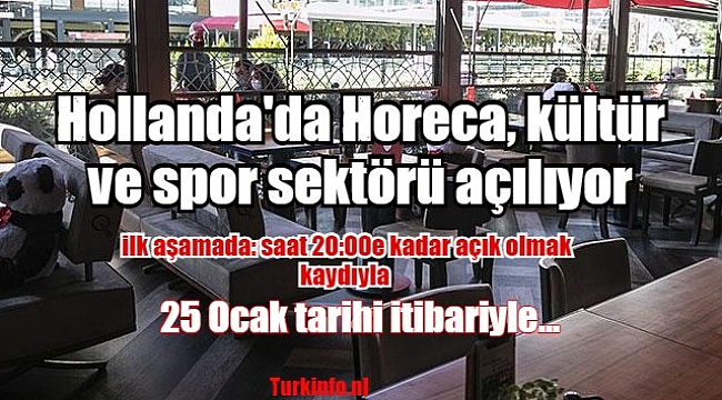 Hollanda'da Horeca, kültür ve spor sektörü açılıyor