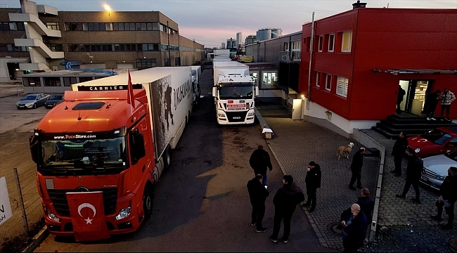 Köln'den 120 tonluk yardım malzemesi 6 tırla deprem bölgesine doğru yola çıktı