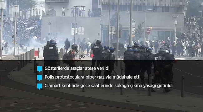 Fransa'da genç sürücünün öldürülmesi sonrası gösterilerde polis ile göstericiler arasında çatışma çıktı