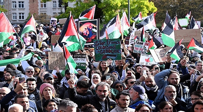 AB'nin kalbi Brüksel'de Filistinlilere destek gösterisi 