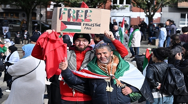 Belçika'da Filistin'e destek gösterisi yapıldı