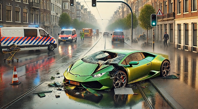 Den Haag’da Düğün için kiralanan 300 bin Euro’luk Lamborghini Huracan Ağaca Çarptı!