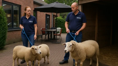 Hollanda'da bir restoranın bahçesinde bulunan iki küpesiz koyuna El Konuldu