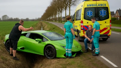 Hollanda’da 350 Bin Euroluk Lamborghini Kurumuş Kanala Uçtu