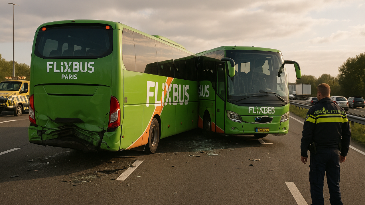 Hollanda A4 Otoyolunda  iki FlixBus otobüsü çarpıştı