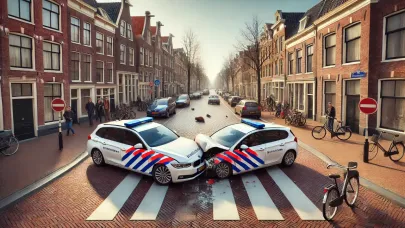 Hollanda Utrecht Şehrinde Hırsız Takibi Sırasında İki Polis Aracı Çarpıştı, Hırsız Kaçtı