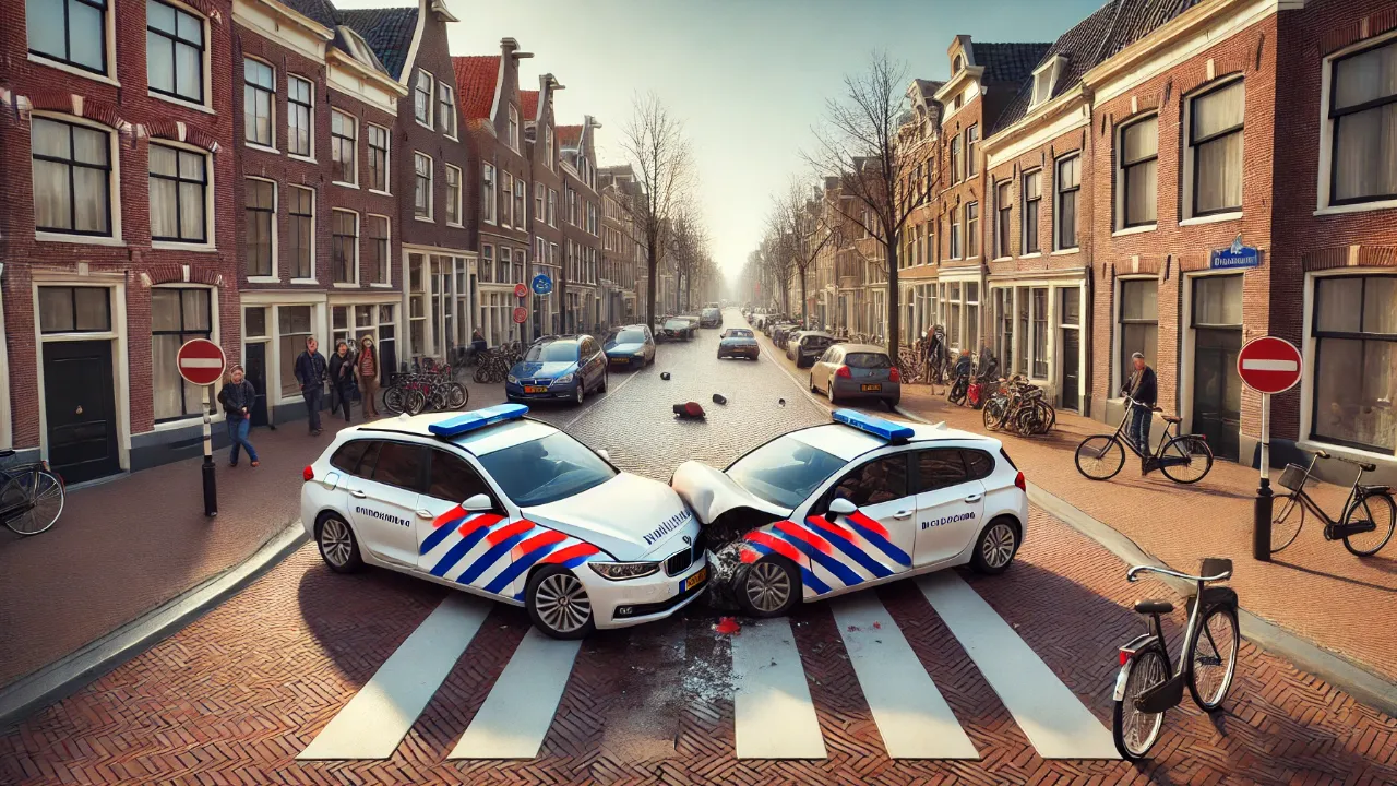 Hollanda Utrecht Şehrinde Hırsız Takibi Sırasında İki Polis Aracı Çarpıştı, Hırsız Kaçtı
