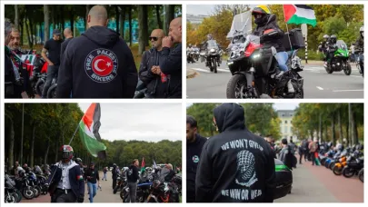 Hollanda’da Motosiklet Sürücülerinden Filistin’e Destek Konvoyu