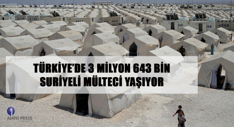 Türkiye'de 3 milyon 643 bin Suriyeli mülteci yaşıyor