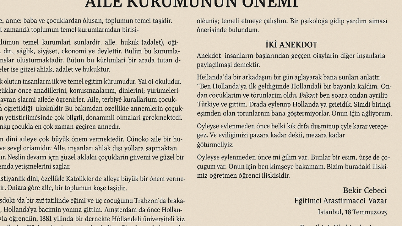 AİLE KURUMUNUN ÖNEMİ