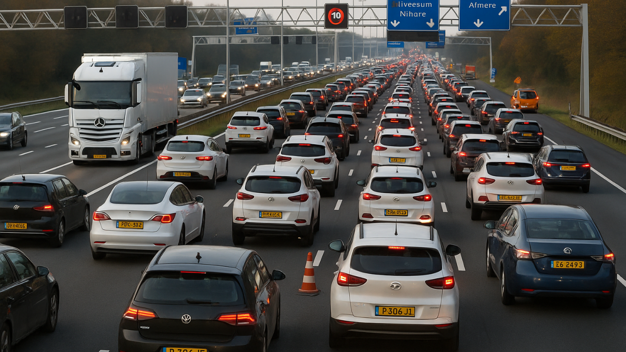 Hollanda​​​​​​​&#039;da Yılın En Yoğun Trafiği: 1.200 Kilometreden Fazla Araç Kuyruğu