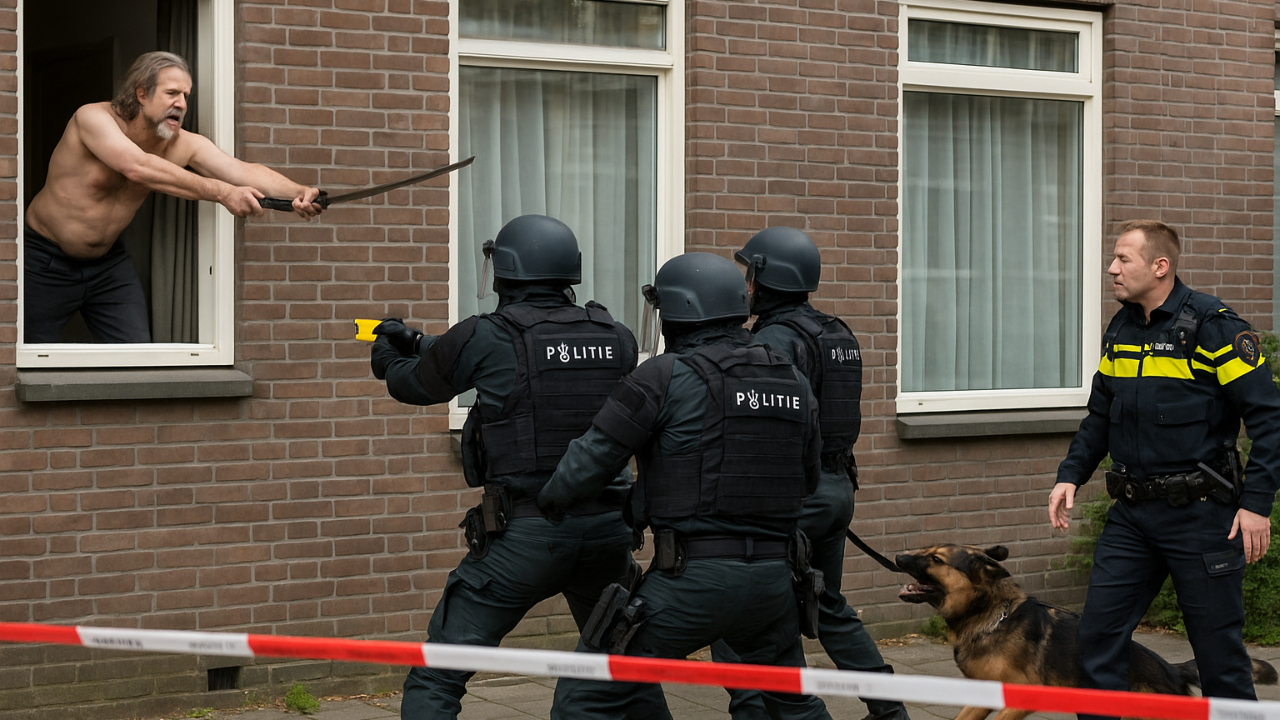 Hollanda’da Samuray Kılıcıyla Polise Direnen Şüpheli Güç Kullanılarak Yakalandı