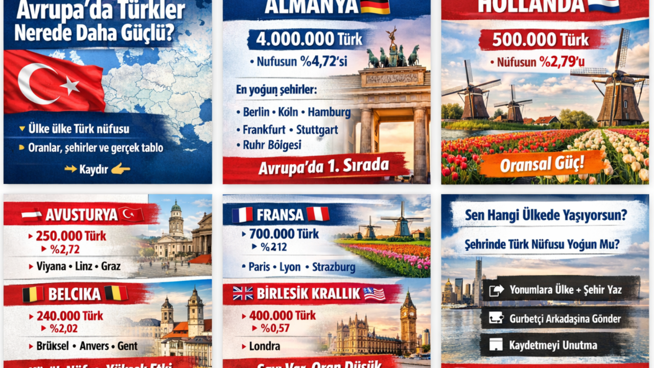 Avrupa ve Dünyada Türk Nüfusu: Almanya Açık Ara Önde