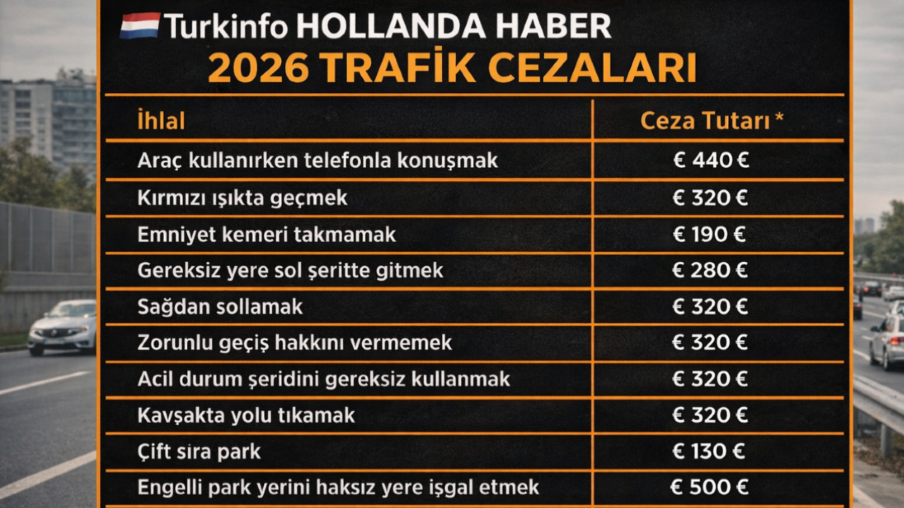 Hollanda 2026 Trafik Cezaları: Yeni Zamlar Yolda