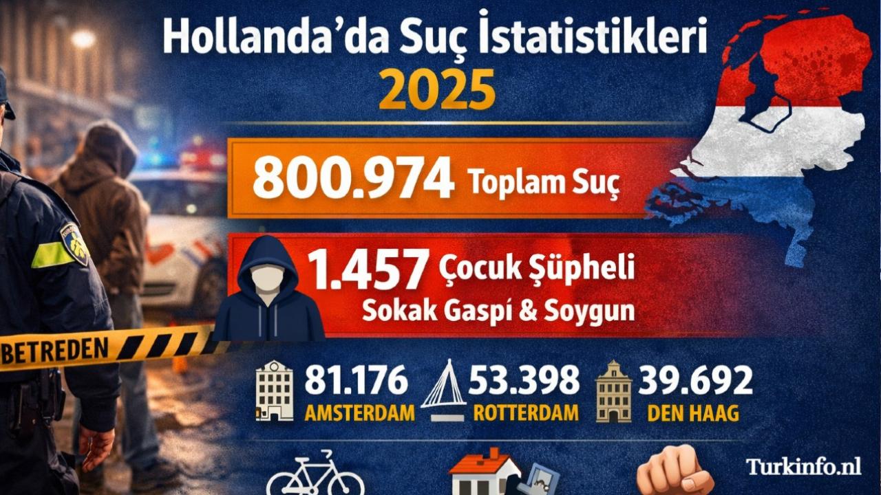 Hollanda’da 2025’te Suç Sayısı Sabit Kaldı: Sokak Gaspında Çocuk Şüpheliler Dikkat Çekiyor