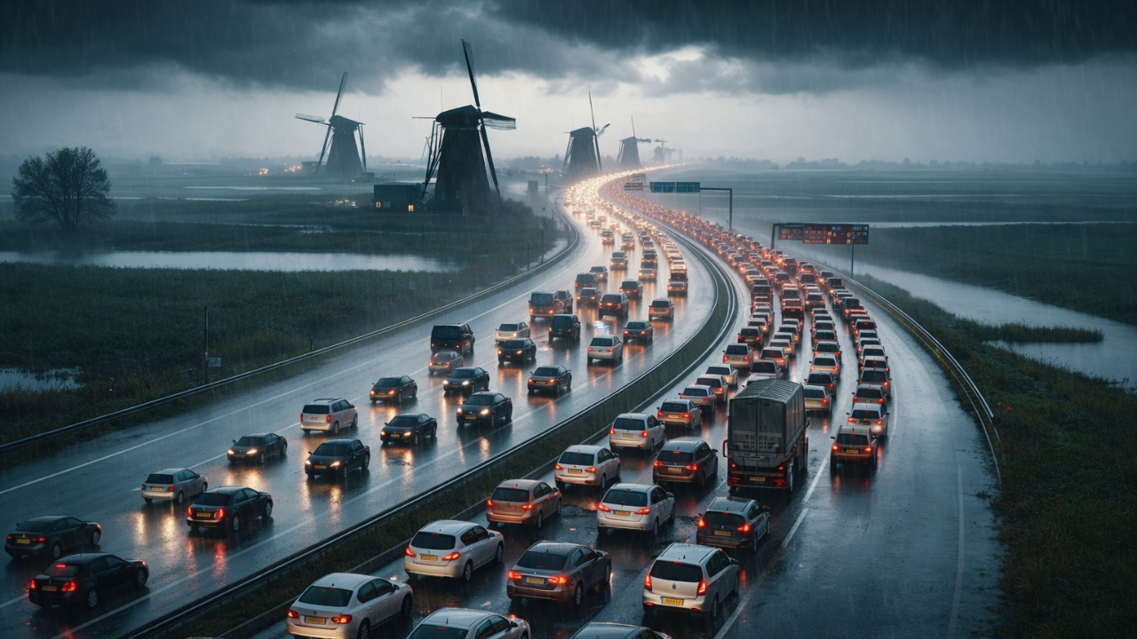 Hollanda’da Akşam Trafiği Rekor Yoğunluğa Ulaştı