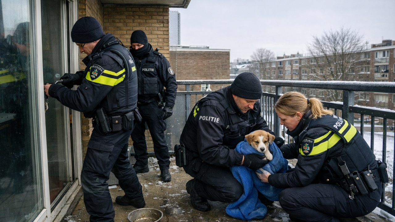 Rotterdam’da Soğukta Balkona Bırakılan Yavru Köpek Kurtarıldı