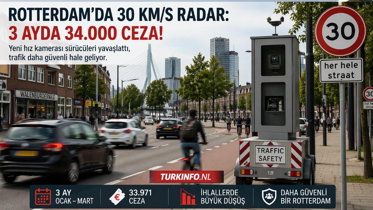 Rotterdam’da 30 km/s Kamerası: 3 Ayda 34 Bin Ceza Kesildi